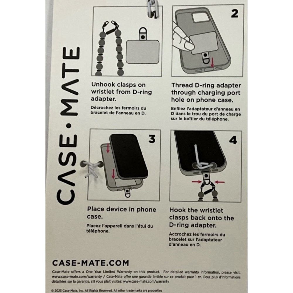 Case-Mate Crystal Pearl Phone Wristlet Universal Charm Strap -Silver - Picture 3 of 3